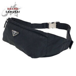 Prada Tessuto triangular logo plate black nylon waist bag body